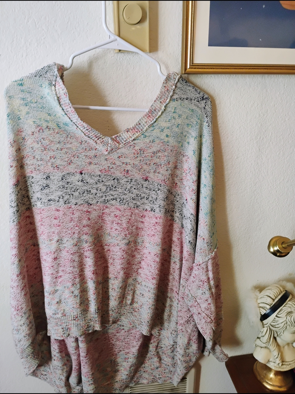 Modcloth Pastel Striped Scoop-Neck Sweater in Pink, Gray & Mint Speckle